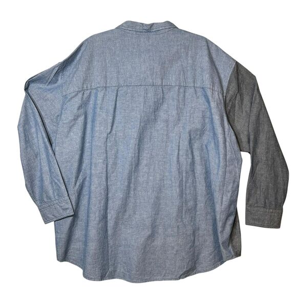 Levis Shirt Mens 2XL Blue Two Tone Denim Button Up Oversized Long Sleeve Pocket - Picture 3 of 10